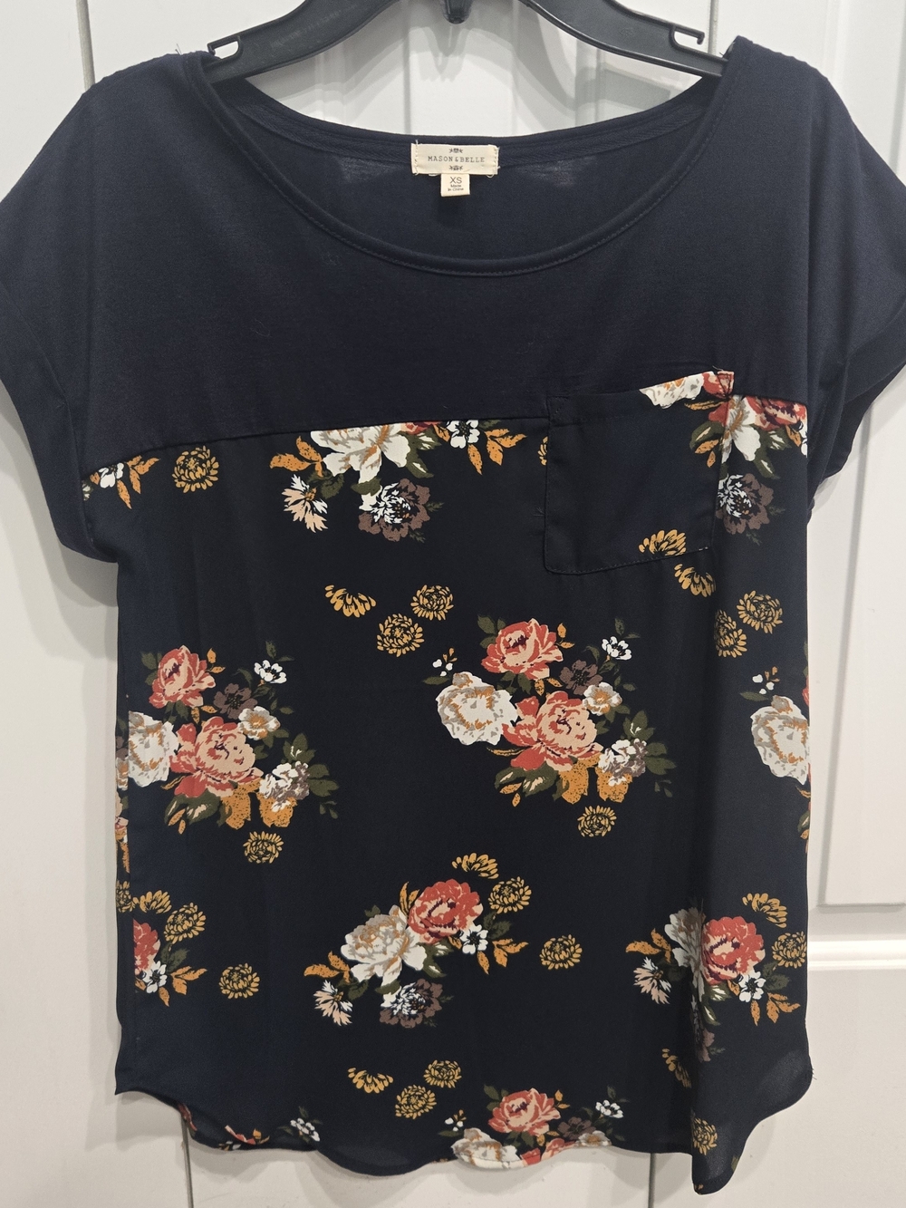 Mason & Belle XS Womens Floral Blouse With Pocket